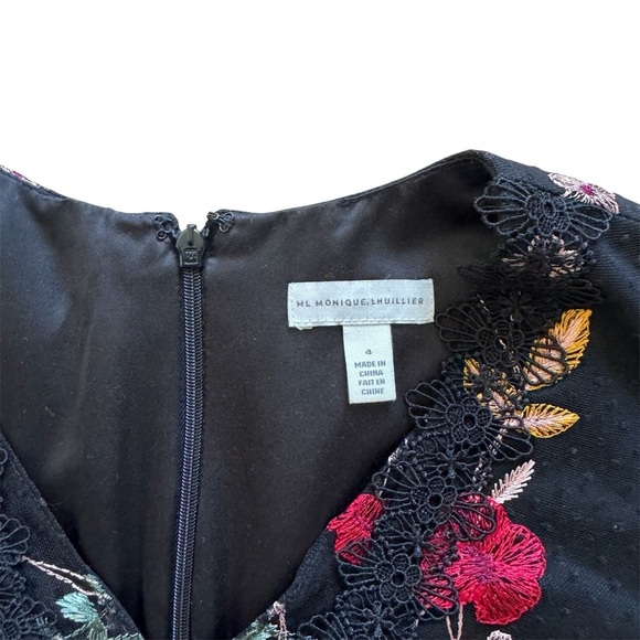 ML Monique Lhuillier Floral Embroidered Mesh Dress EUC - Picture 9 of 15